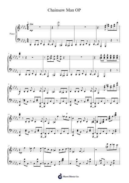 Chainsaw Man OP Sheet Music by Kenshi Yonezu-Arr.Cherlian Zimreed