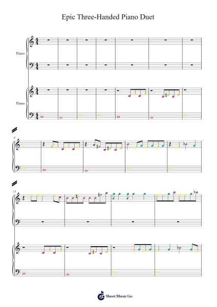 Epic Three-Handed Piano Duet Sheet Music by Spencer M. Hill-Arr.Conpiers