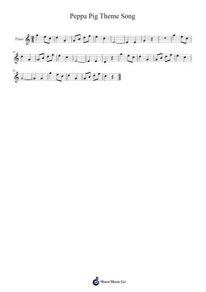 Peppa Pig Theme Song Sheet Music by -Arr.Hilltim Moobright