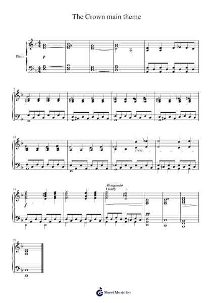 The Crown Main Theme Sheet Music by Hans Zimmer-Arr.Chilflower