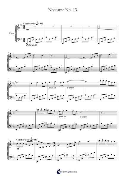 Nocturne No. 13 Sheet Music by Kishore Kumar-Arr.Trelou