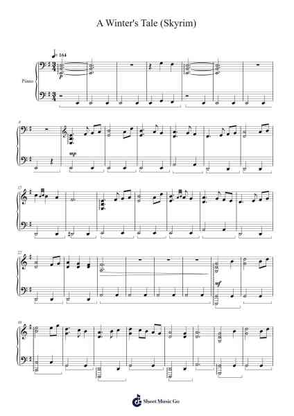 A Winter's Tale (Skyrim) - Piano Solo Sheet Music by Jeremy Soule-Arr.Tabbeth Kentthune