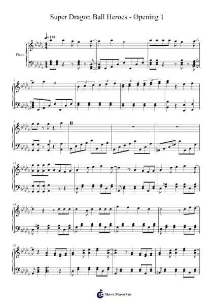 Super Dragon Ball Heroes - Opening 1 Sheet Music by Paunix-Arr.Royps