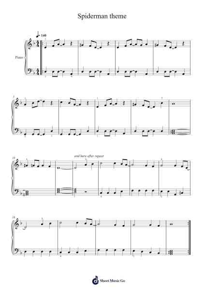 Spiderman theme Sheet Music by Misc Soundtrack-Arr.Sibylmos Fordridge