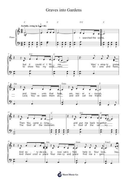 Graves into Gardens Sheet Music by Elevation Worship-Arr.Elroygale Whvan