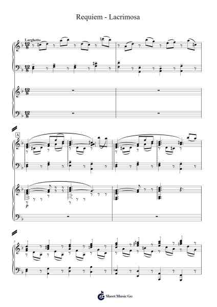 Requiem in D Minor, K. 626: Lacrimosa Sheet Music by Wolfgang Amadeus Mozart-Arr.Relip