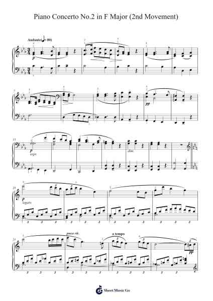 Piano Concerto No. 2 in F Major, Op. 102 Sheet Music by Dmitri Shostakovich-Arr.Edlup Denlouie