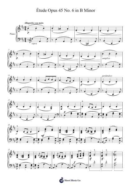 Étude Opus 45 No. 6 in B Minor Sheet Music by Stephen Heller-Arr.Molbias Trusey