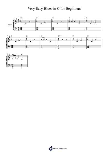 Very Easy Blues in C for Beginners Sheet Music by Laura Scarborough-Arr.Backdn