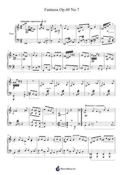 Fantasia Op.40 No.7 Sheet Music by Needel Deirmag-Arr.Ciscer Georyale