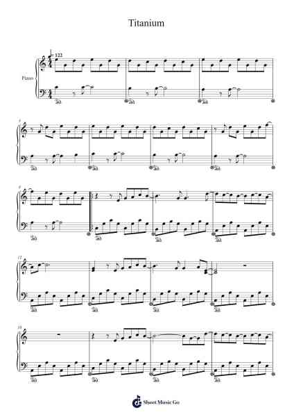 Titanium Sheet Music by David Guetta-Arr.Stanthy