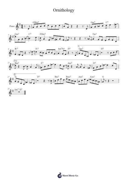 Ornithology Sheet Music by Charlie Parker-Arr.Brookjoy
