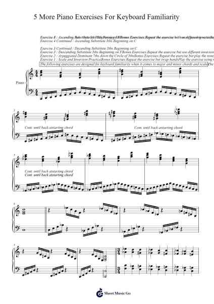 5 More Piano Exercises For Keyboard Familiarity Sheet Music by Ryan Moeller-Arr.Childdy Whitkin