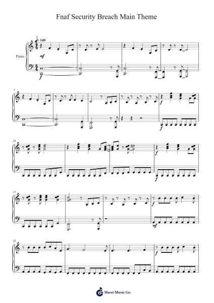 Fnaf Security Breach Main Theme Sheet Music by FNaF: Security Breach OST-Arr.Deirrine Sisibyl