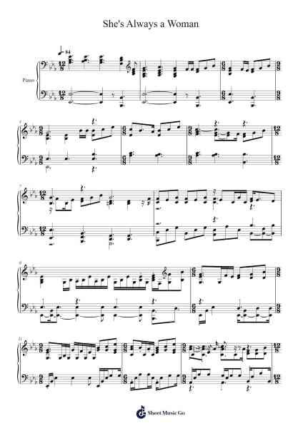 She's Always a Woman Sheet Music by Billy Joel-Arr.Leighruth