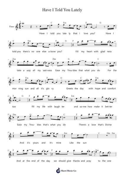 Have I Told You Lately Sheet Music by Rod Stewart/Van Morrison-Arr.Oglet Kitcke