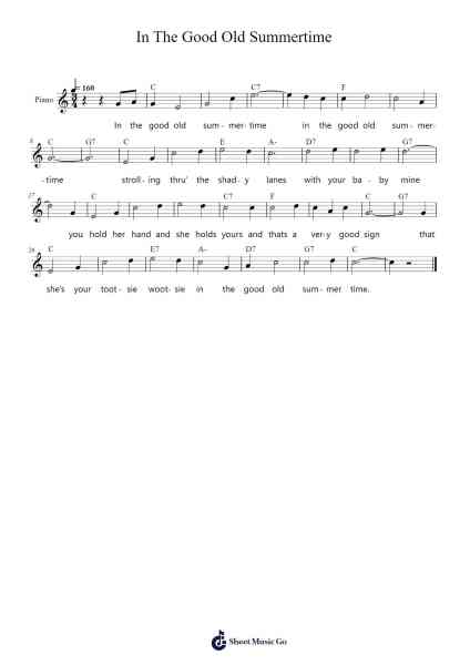In The Good Old Summertime Sheet Music by George Evans-Arr.Stilling