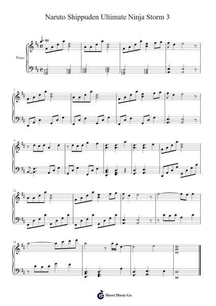 Naruto Shippuden Ultimate Ninja Storm 3 Sheet Music by Naruto Shippuden Ultimate Ninja Storm 3-Arr.Hawvogt