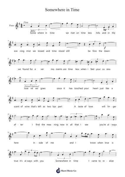 Somewhere in Time Sheet Music by John Barry-Arr.Mikejay Croftges