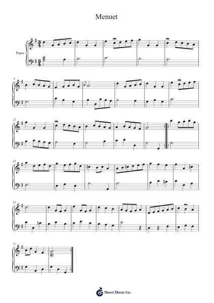 Menuet Sheet Music by Johann Sebastian Bach-Arr.Fitzbaird Marreade