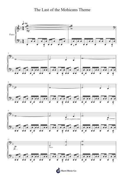 The Last of the Mohicans Theme Sheet Music by Trevir Jones-Arr.Rareade Zoelotte