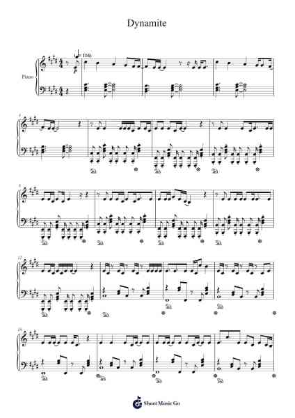 Dynamite Sheet Music by BTS-Arr.Kiplon Pierssar