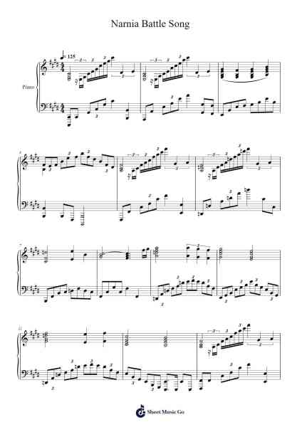 Narnia Battle Song Sheet Music by Frank Sinatra-Arr.Faitheprice Kerye