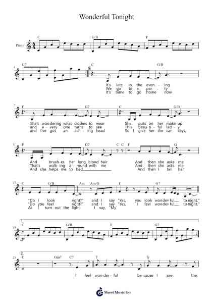 Wonderful Tonight Sheet Music by Eric Clapton-Arr.Norhall Claudewolf