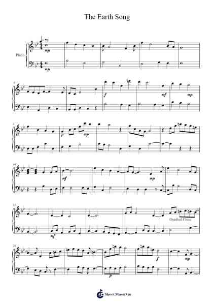 The Earth Song Sheet Music by Tibicina Bellator-Arr.Chrisriah Sheicia