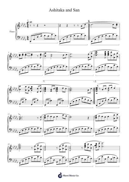Ashitaka and San Sheet Music by Joe Hisaishi-Arr.Cherlian Zimreed
