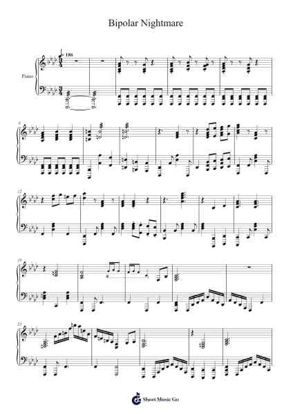 Bipolar Nightmare - Piano collections recording ver. Sheet Music by Keigo Hoashi-Arr.Hedrex Kimriah
