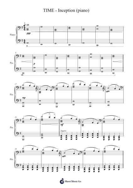 TIME - Inception (piano) Sheet Music by Hans Zimmer-Arr.Norgiles