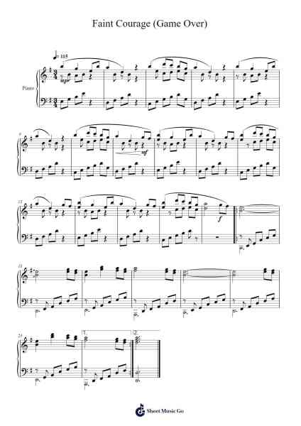 Faint Courage (Game Over) Musica per pianoforte di Toby Fox - Arr.Turdrea