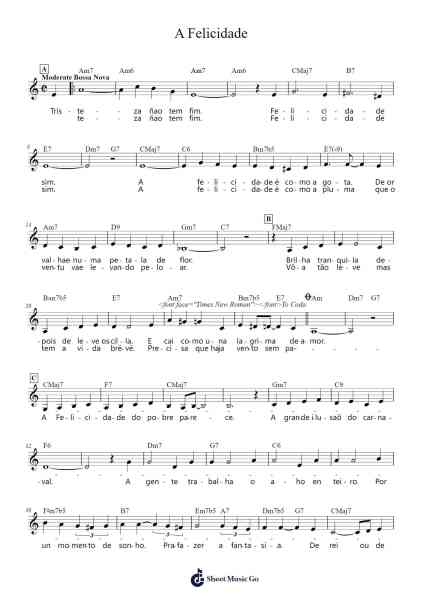 A Felicidade Sheet Music by Antonio Carlos Jobim-Arr.Brookjoy