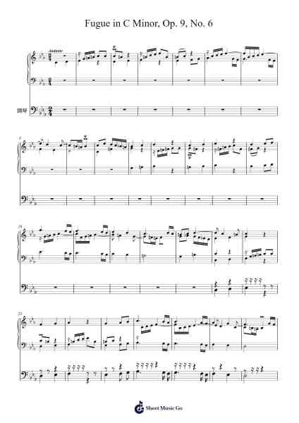 6 Fugues with Cadenzas, Op. 9, No. 6 in C Minor Sheet Music by Johann Georg Albrechtsberger-Arr.Hedbill
