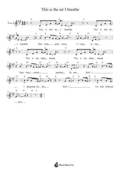 This is the air I breathe Sheet Music by Hillsong-Arr.Kerrdutt Anda