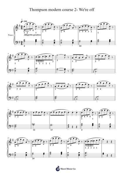 Thompson modern course 2- We're off Sheet Music by John Thompson-Arr.Cofny