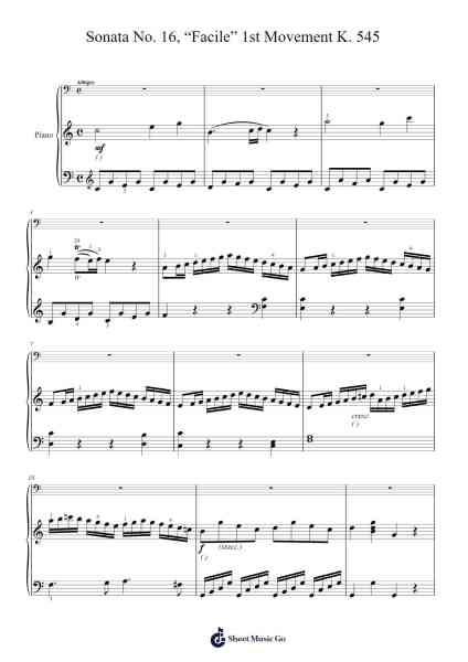 Piano Sonata No. 16 in C Major, K. 545 "Sonata Facile": I. Allegro Sheet Music by Wolfgang Amadeus Mozart-Arr.Sijoyce