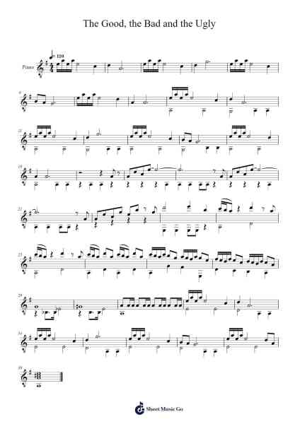 The Good, The Bad and The Ugly - Main Theme Sheet Music by Ennio Morricone-Arr.Robva