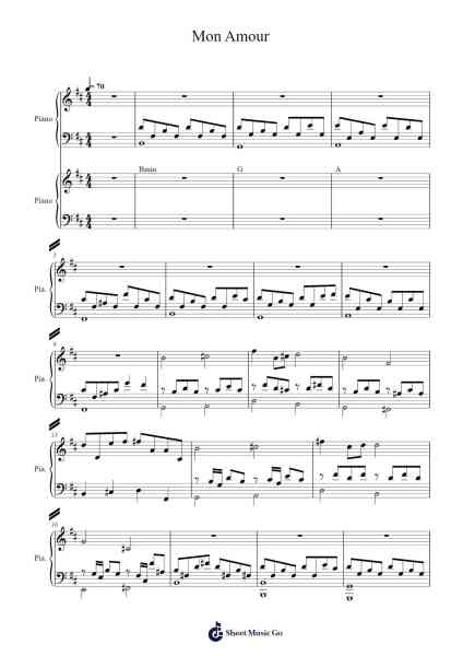 Mon Amour Sheet Music by Slimane-Arr.Songes