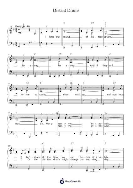 Distant Drums Sheet Music by Jim Reeves-Arr.Rosworth
