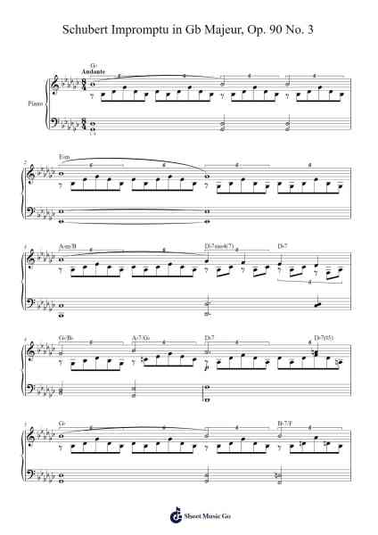 Impromptu in G-flat Major, D. 899, Op. 90 No. 3 Sheet Music by Franz Schubert-Arr.Clairenor Jouvic