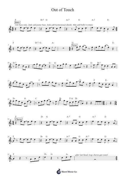 Out of Touch Sheet Music by Hall & Oates-Arr.Gasgreve Ausnal