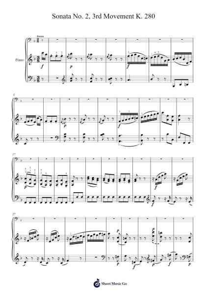 Piano Sonata No. 2 in F Major, K. 280: III. Presto Sheet Music by Wolfgang Amadeus Mozart-Arr.Temky Pisoll
