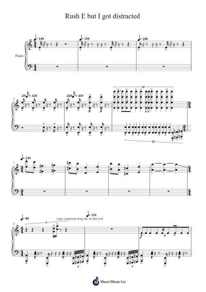 Rush E Sheet Music by Sheet Music Boss-Arr.Xedred