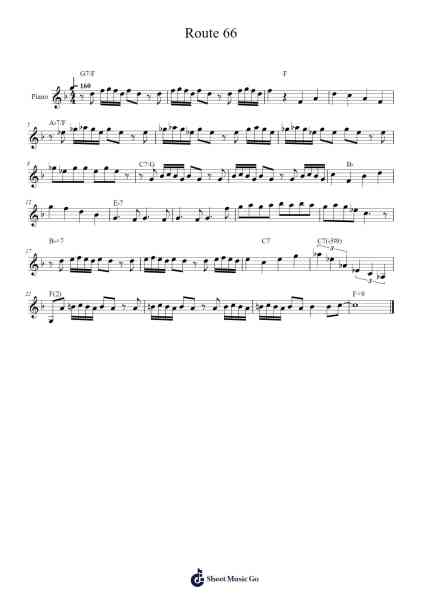 Route 66 Sheet Music by Nelson Riddle-Arr.Reyler Poundien
