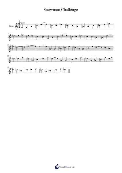 Snowman Challenge Sheet Music by Sia-Arr.Vicvey Cotge