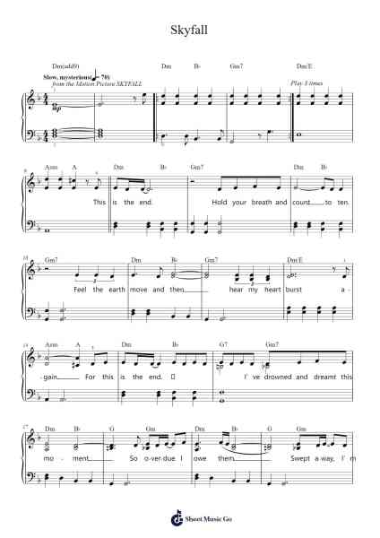 Skyfall Sheet Music by Adele-Arr.Evejob