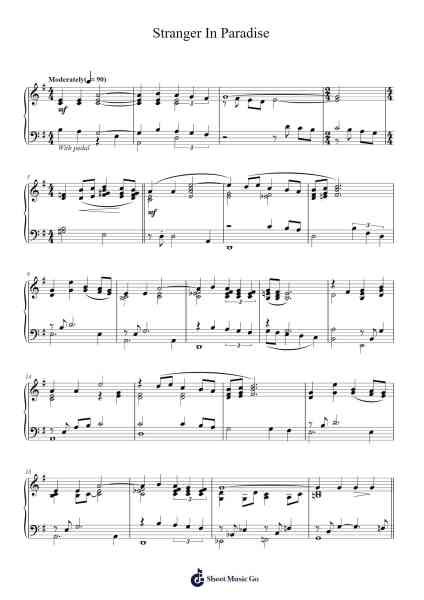 Stranger In Paradise Sheet Music by Tony Bennett-Arr.Derion