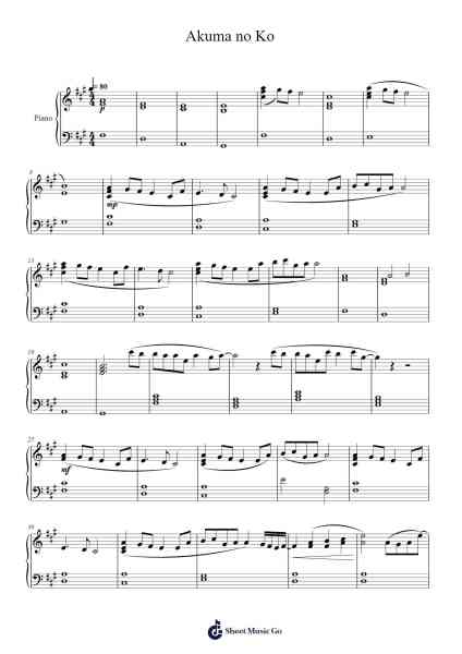 Akuma no Ko Sheet Music by Ai Higuchi-Arr.Wildmy